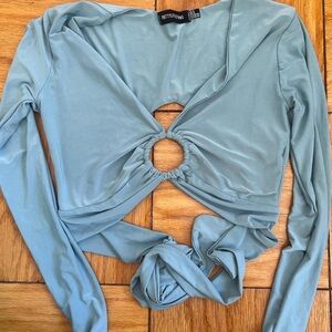 Pretty little thing- teal long sleeve top size 4.